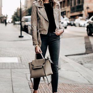 Blank NYC Suede moto jacket Sand Stoner